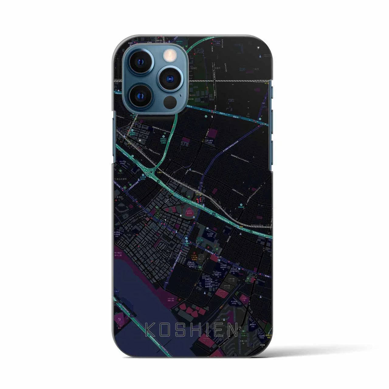 【甲子園(兵庫県)】地図柄iPhoneケース(バックカバータイプ)