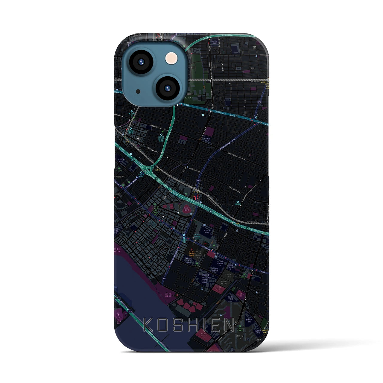 【甲子園(兵庫県)】地図柄iPhoneケース(バックカバータイプ)