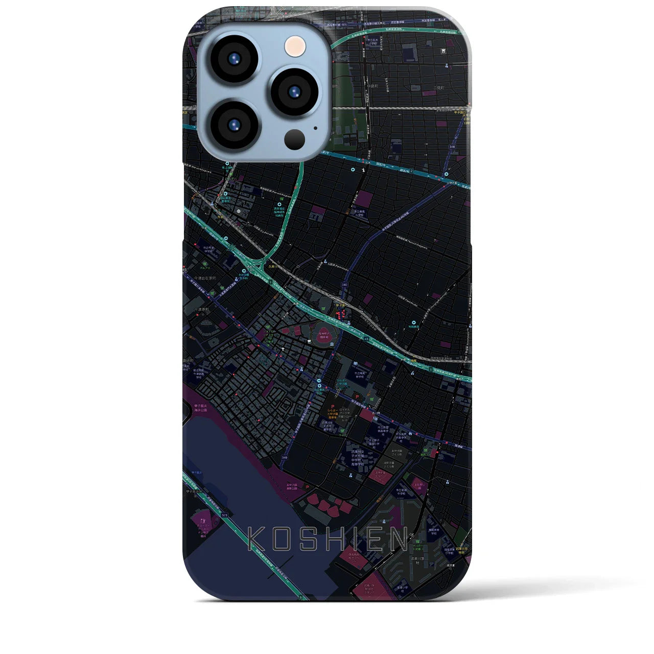 【甲子園(兵庫県)】地図柄iPhoneケース(バックカバータイプ)