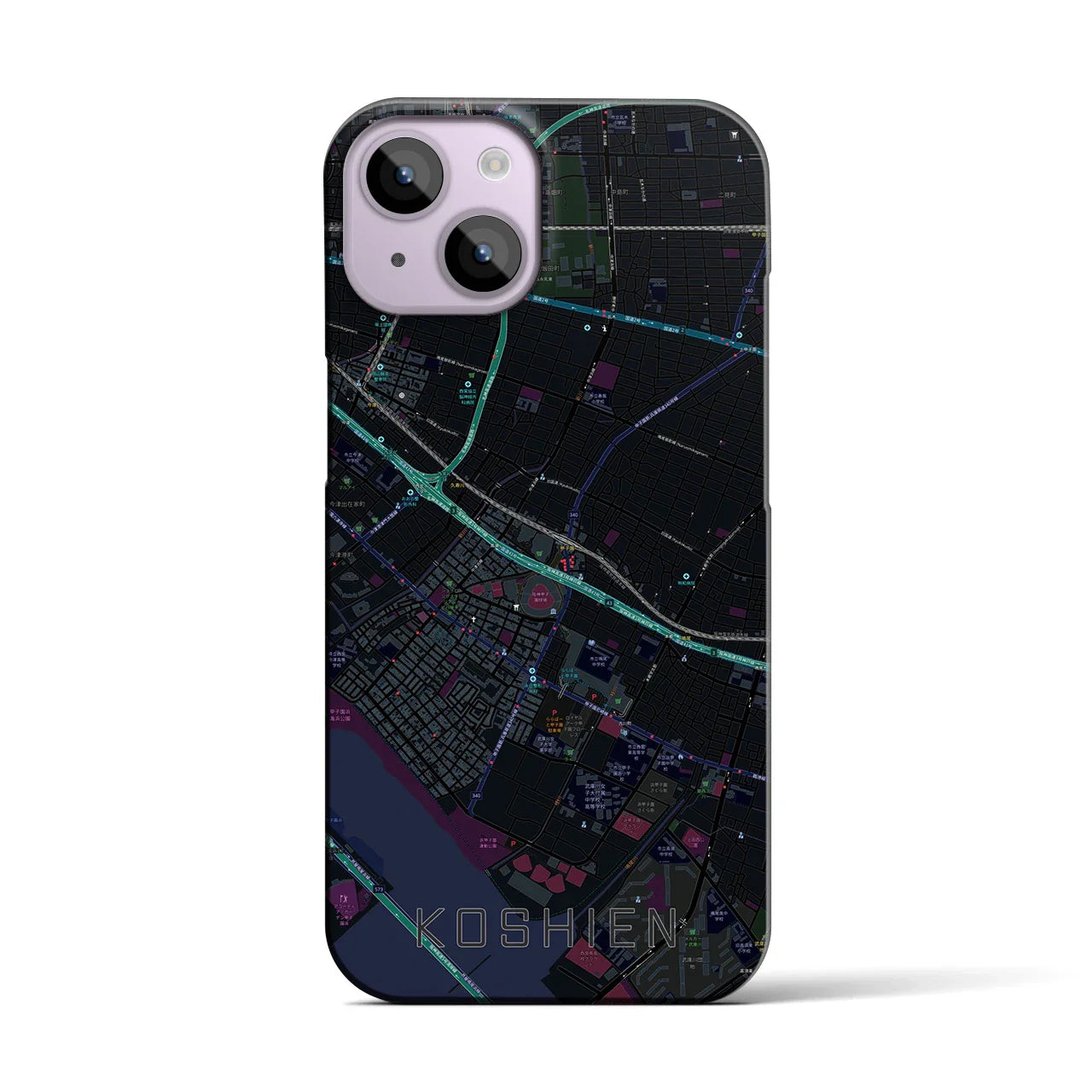 【甲子園(兵庫県)】地図柄iPhoneケース(バックカバータイプ)