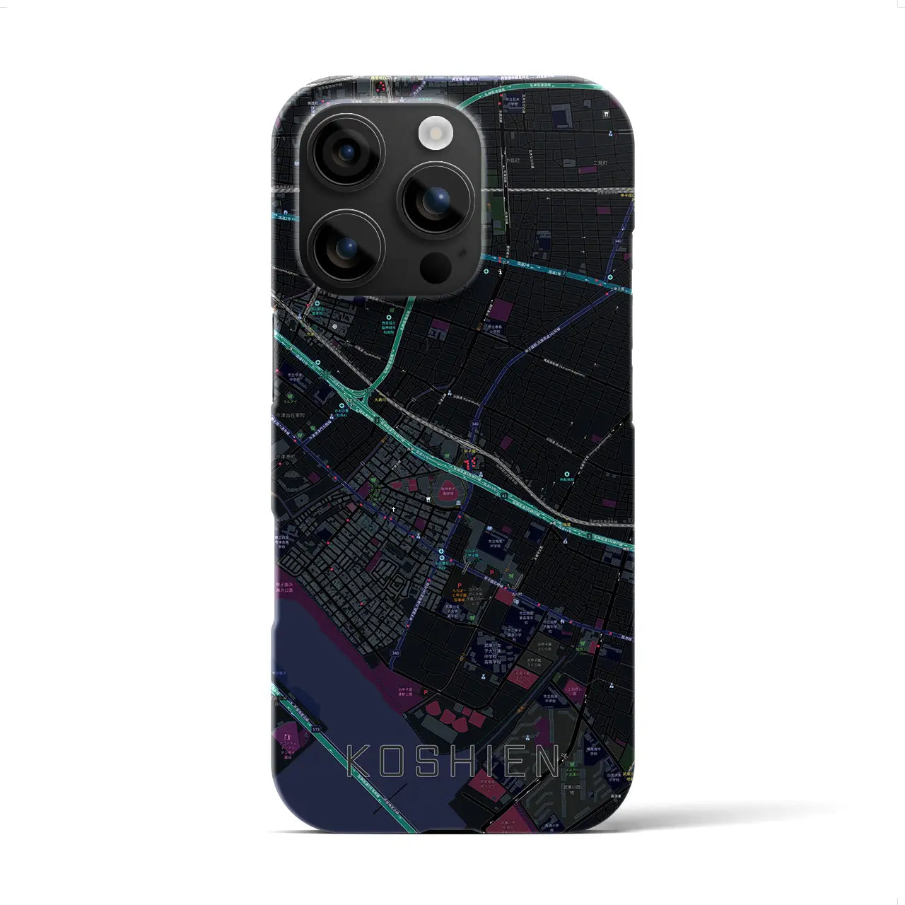 【甲子園(兵庫県)】地図柄iPhoneケース(バックカバータイプ)