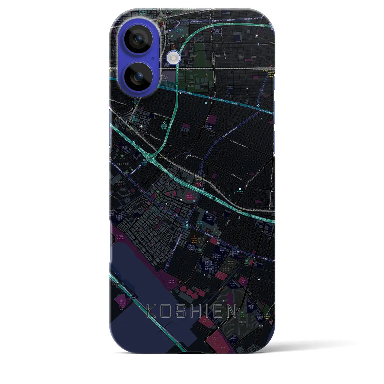 【甲子園(兵庫県)】地図柄iPhoneケース(バックカバータイプ)