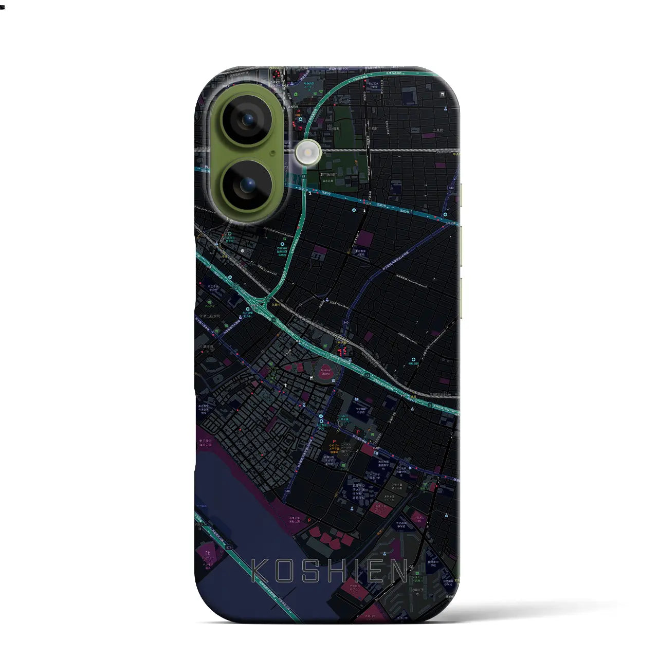 【甲子園(兵庫県)】地図柄iPhoneケース(バックカバータイプ)