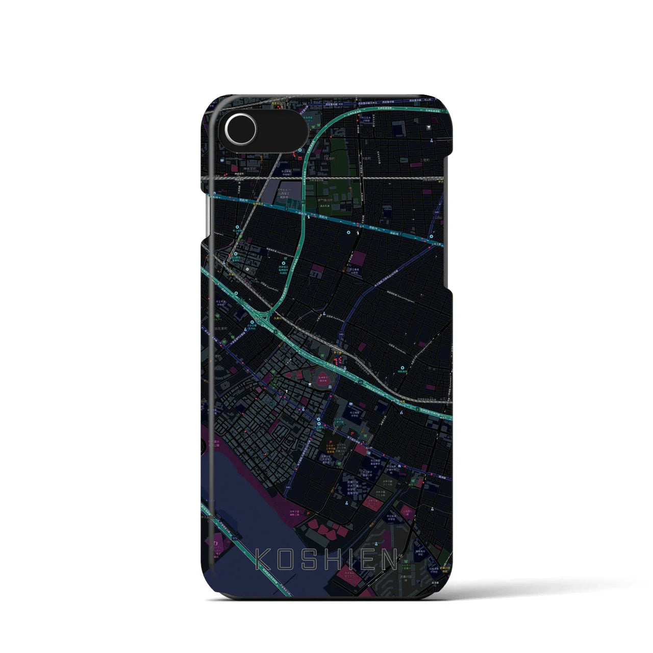 【甲子園(兵庫県)】地図柄iPhoneケース(バックカバータイプ)