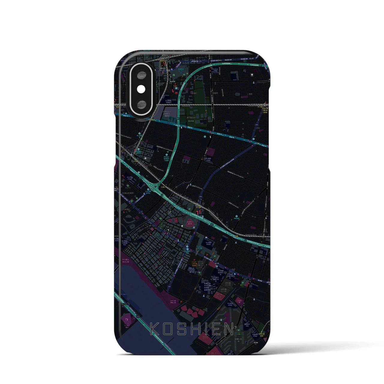 【甲子園(兵庫県)】地図柄iPhoneケース(バックカバータイプ)