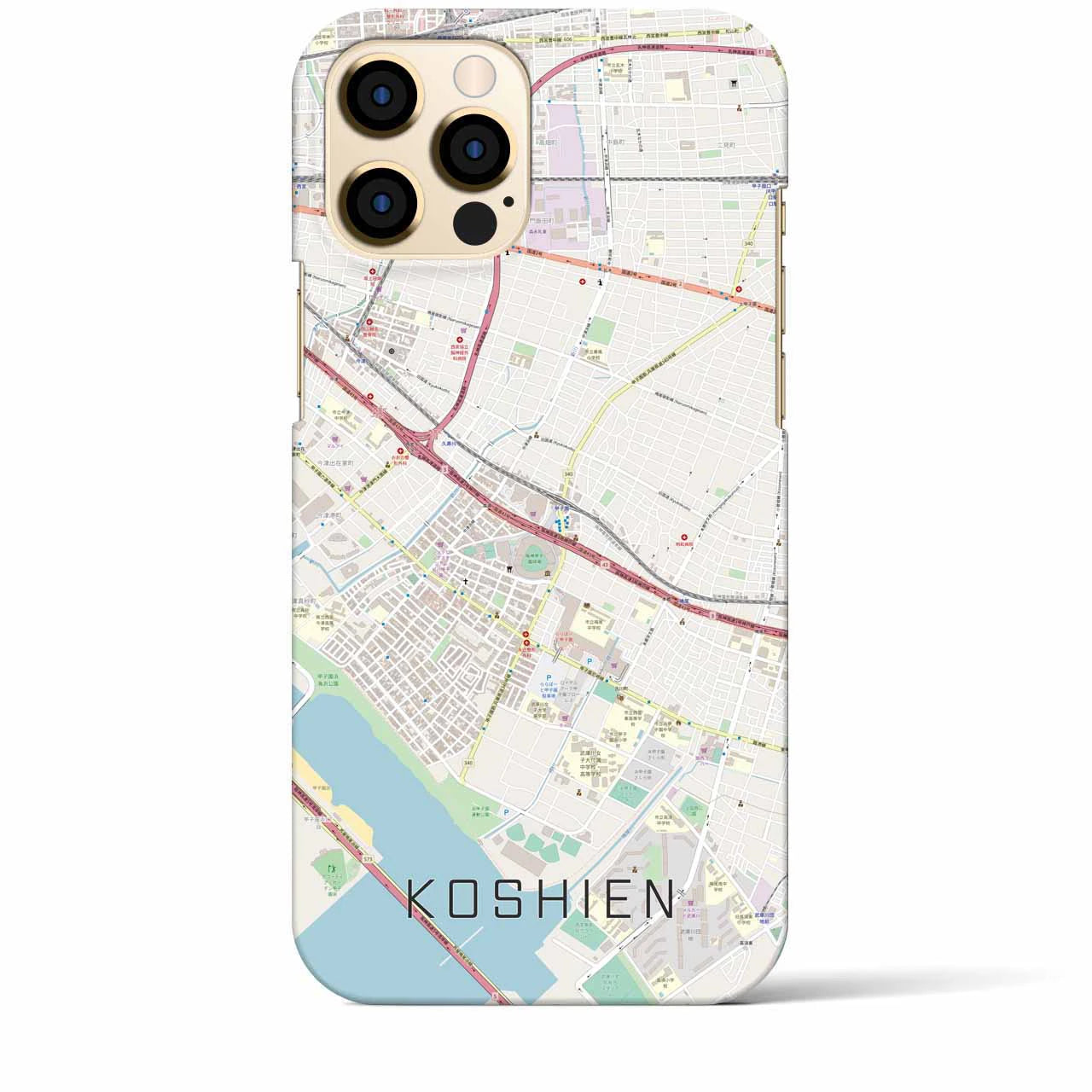 【甲子園(兵庫県)】地図柄iPhoneケース(バックカバータイプ)