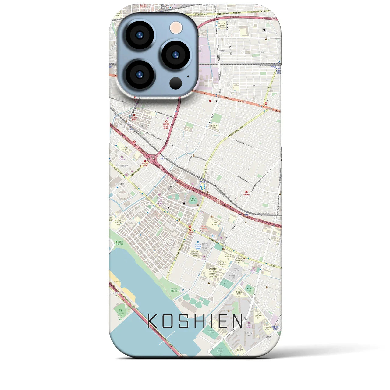 【甲子園(兵庫県)】地図柄iPhoneケース(バックカバータイプ)