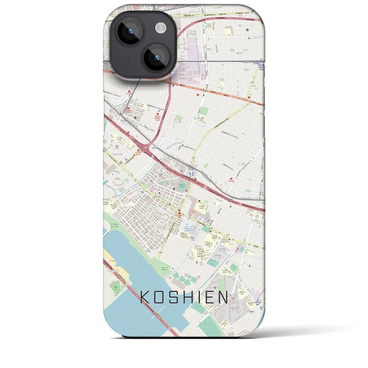 【甲子園(兵庫県)】地図柄iPhoneケース(バックカバータイプ)