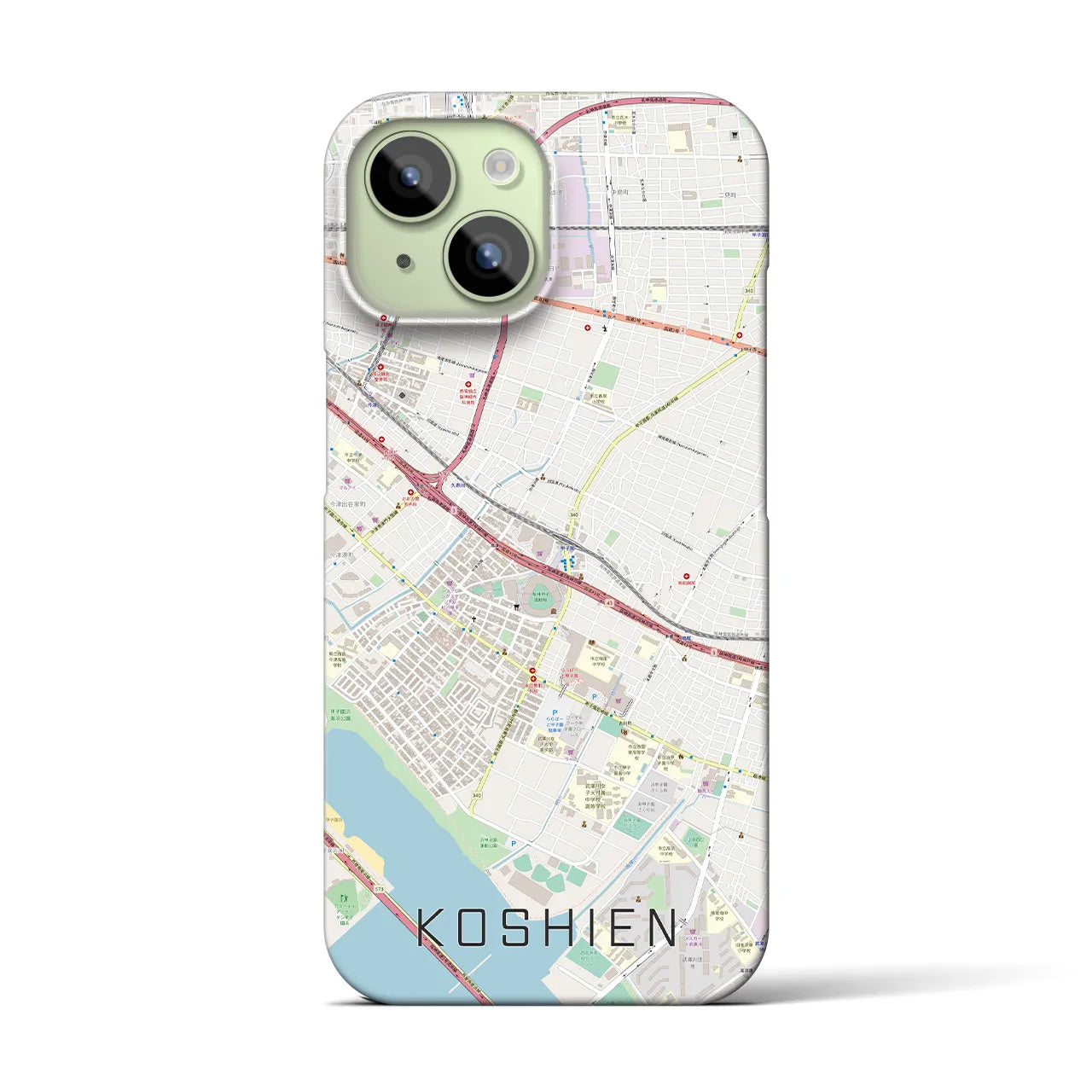 【甲子園(兵庫県)】地図柄iPhoneケース(バックカバータイプ)