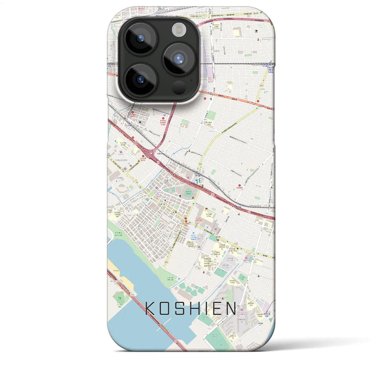 【甲子園(兵庫県)】地図柄iPhoneケース(バックカバータイプ)