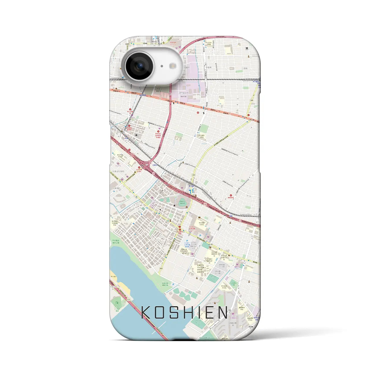 【甲子園(兵庫県)】地図柄iPhoneケース(バックカバータイプ)