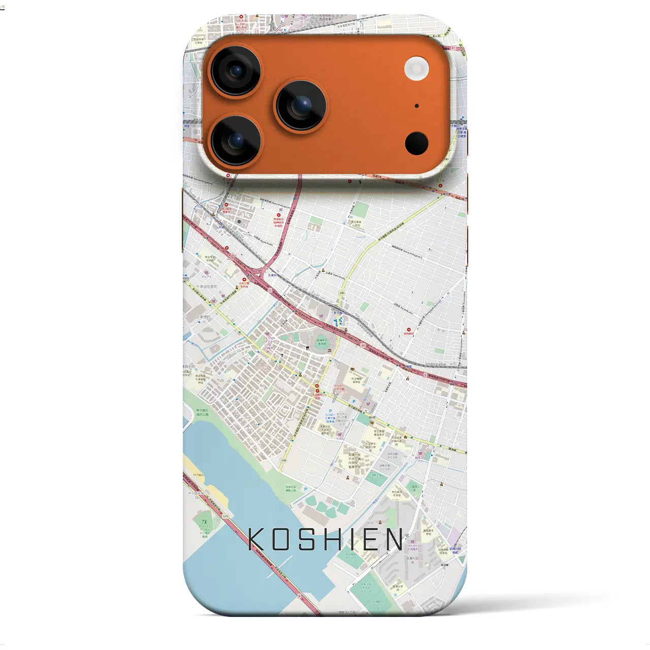 【甲子園(兵庫県)】地図柄iPhoneケース(バックカバータイプ)