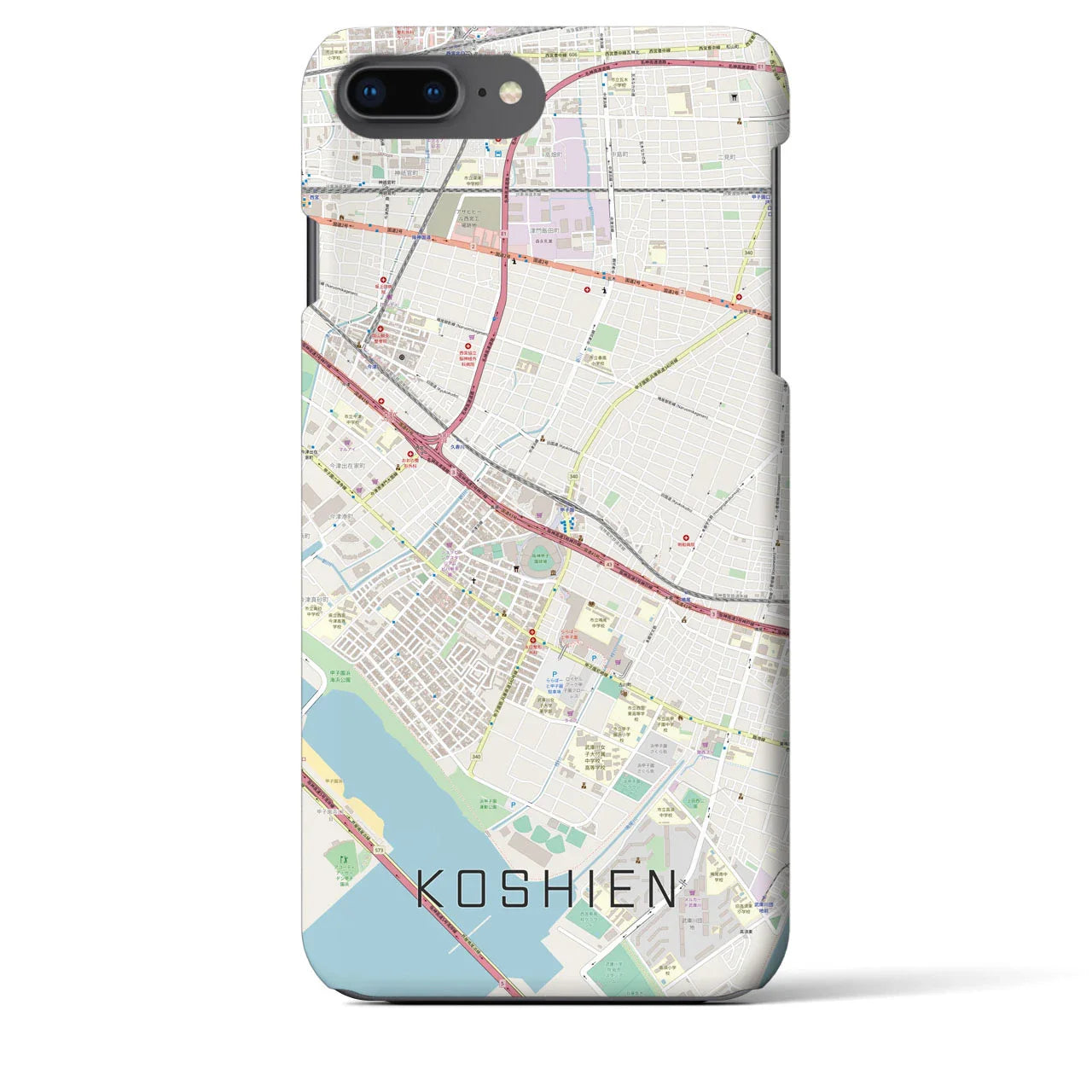 【甲子園(兵庫県)】地図柄iPhoneケース(バックカバータイプ)