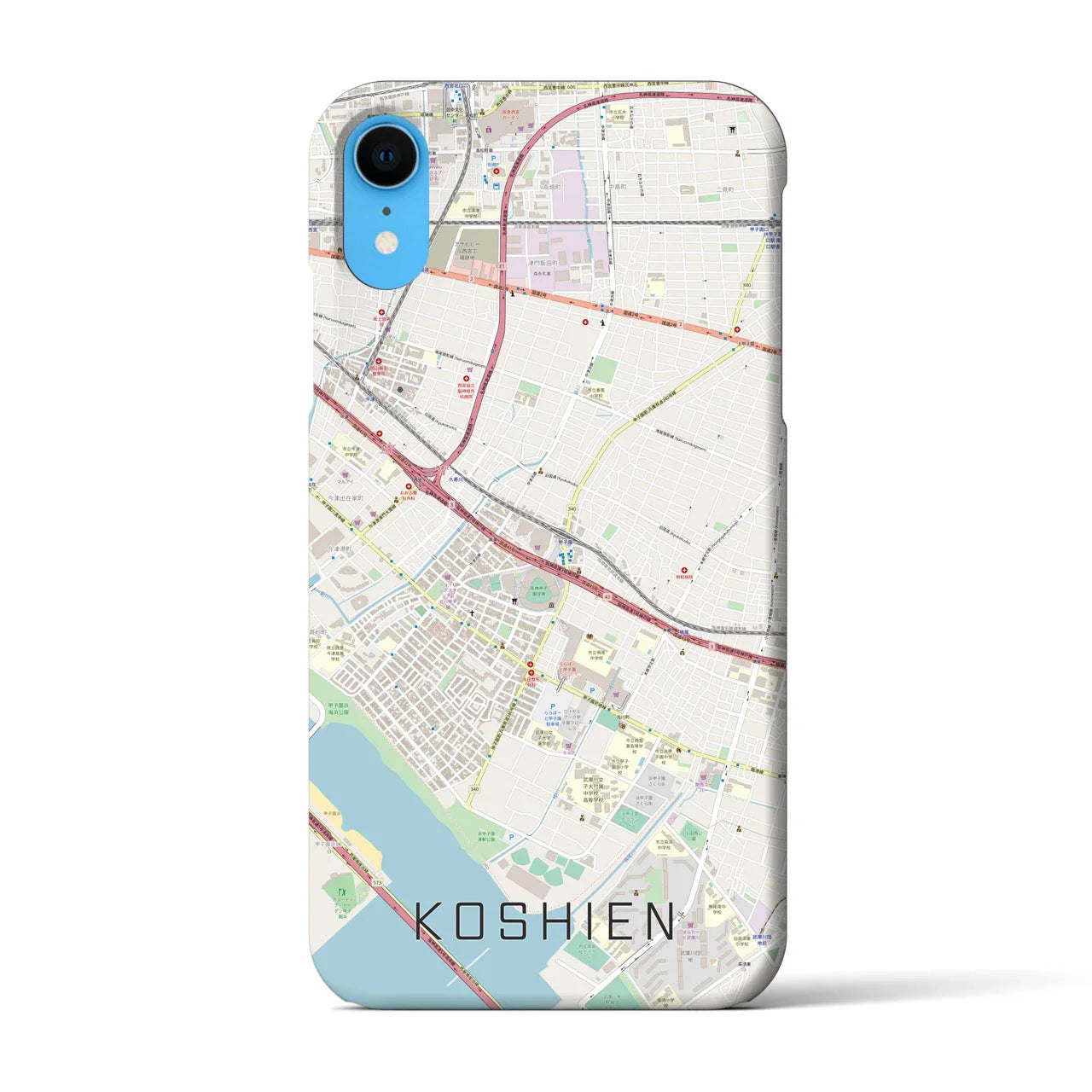 【甲子園(兵庫県)】地図柄iPhoneケース(バックカバータイプ)