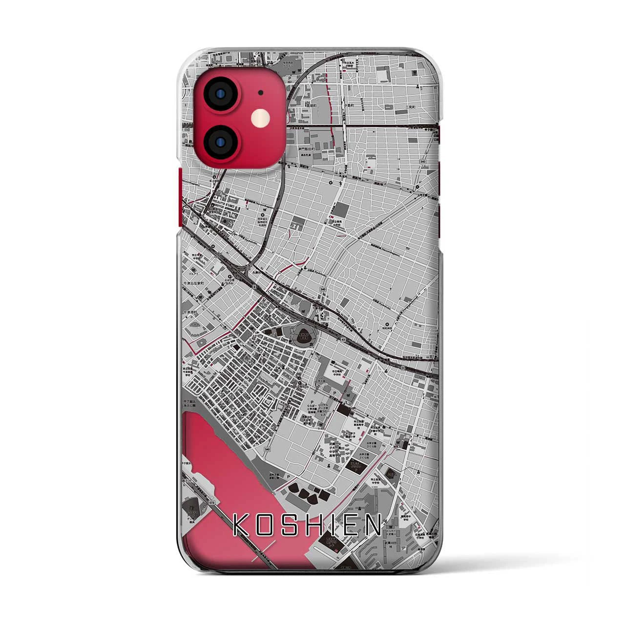 【甲子園(兵庫県)】地図柄iPhoneケース(クリアタイプ)