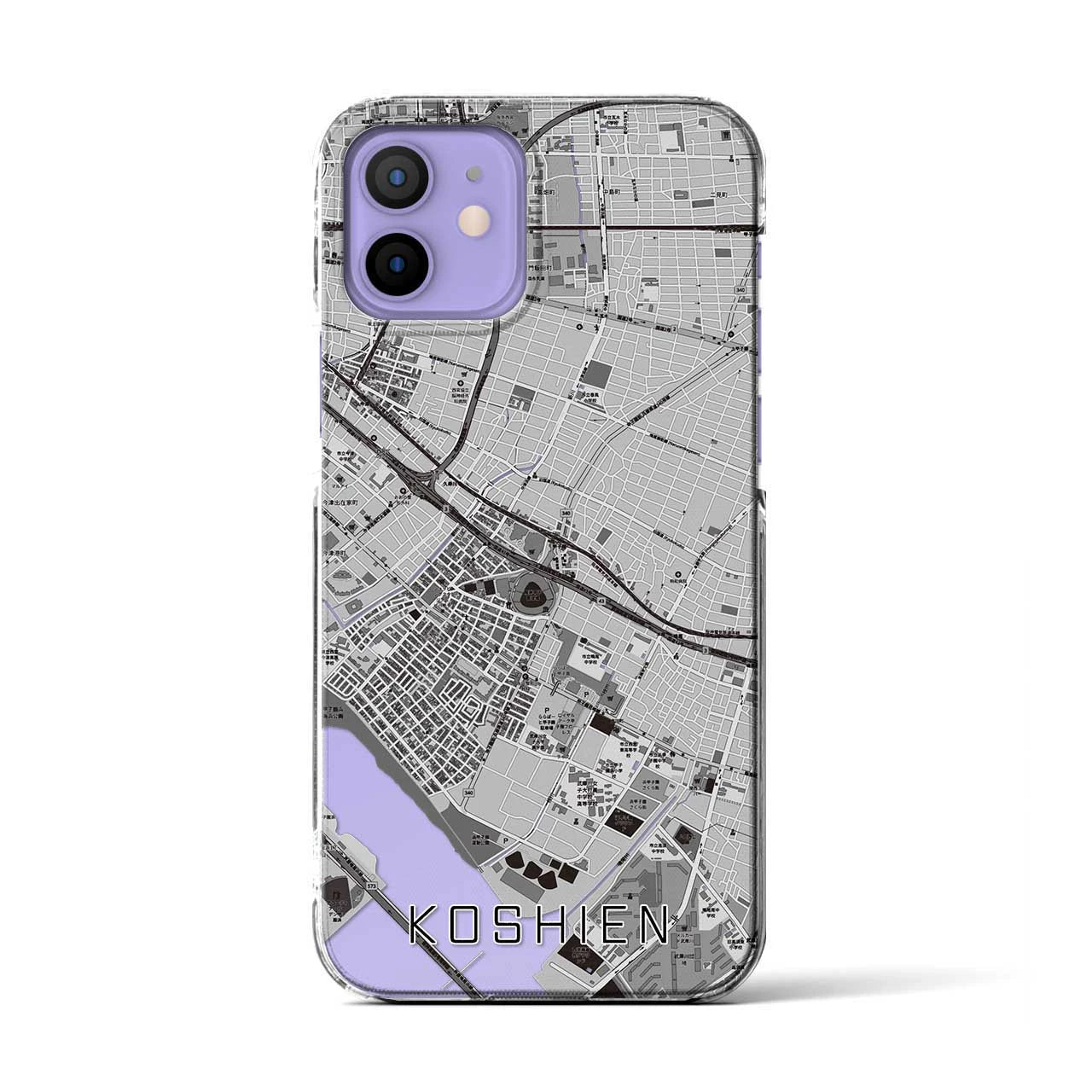 【甲子園(兵庫県)】地図柄iPhoneケース(クリアタイプ)