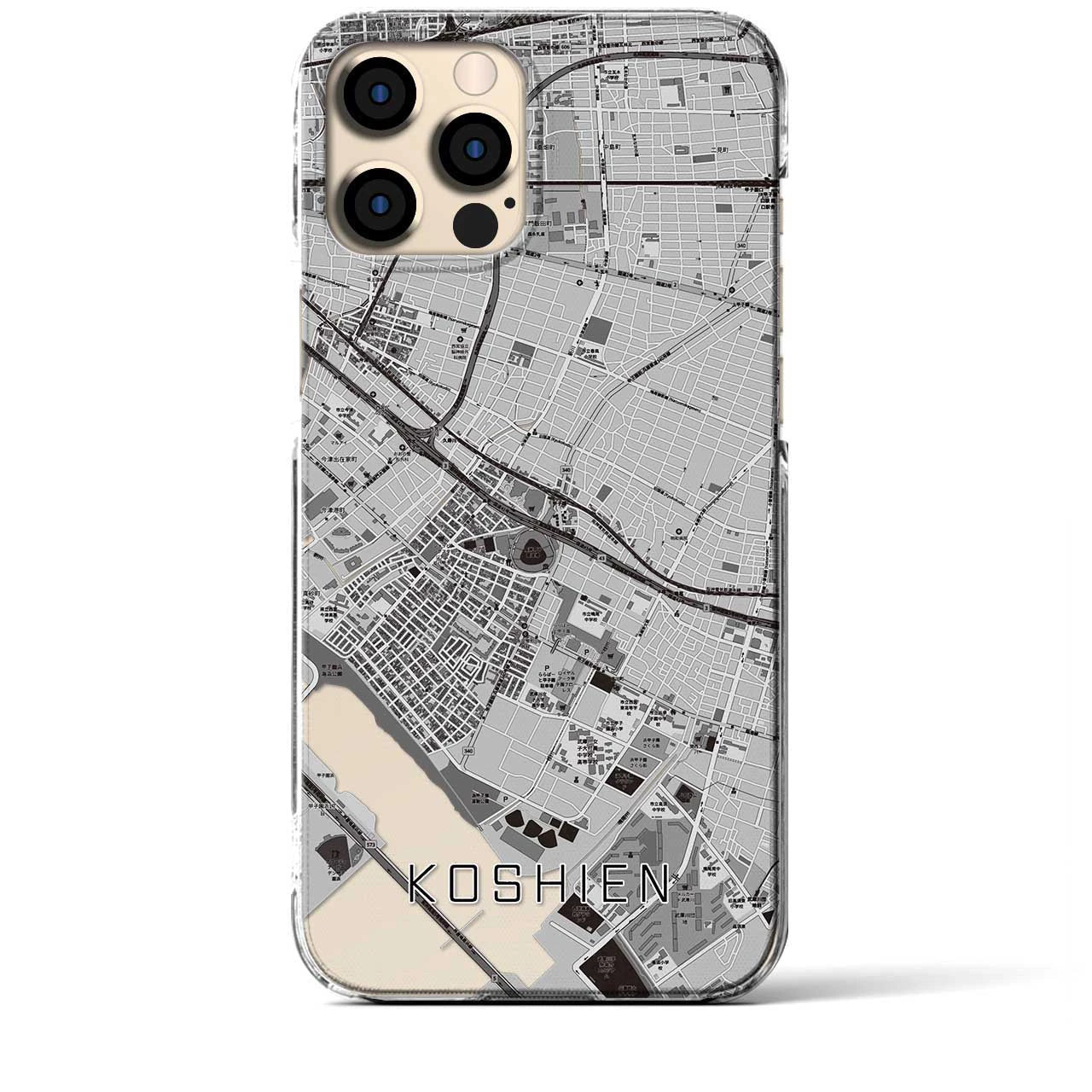 【甲子園(兵庫県)】地図柄iPhoneケース(クリアタイプ)