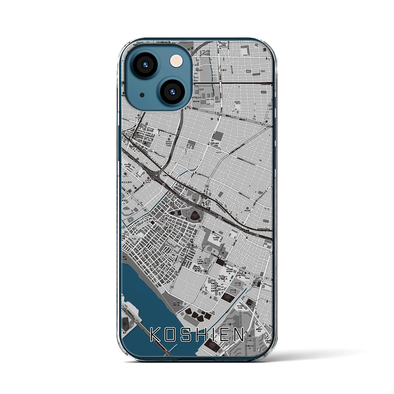 【甲子園(兵庫県)】地図柄iPhoneケース(クリアタイプ)