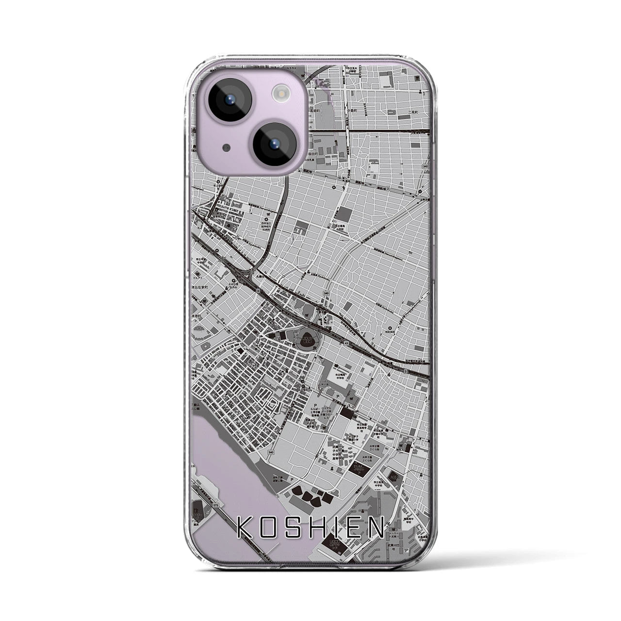 【甲子園(兵庫県)】地図柄iPhoneケース(クリアタイプ)