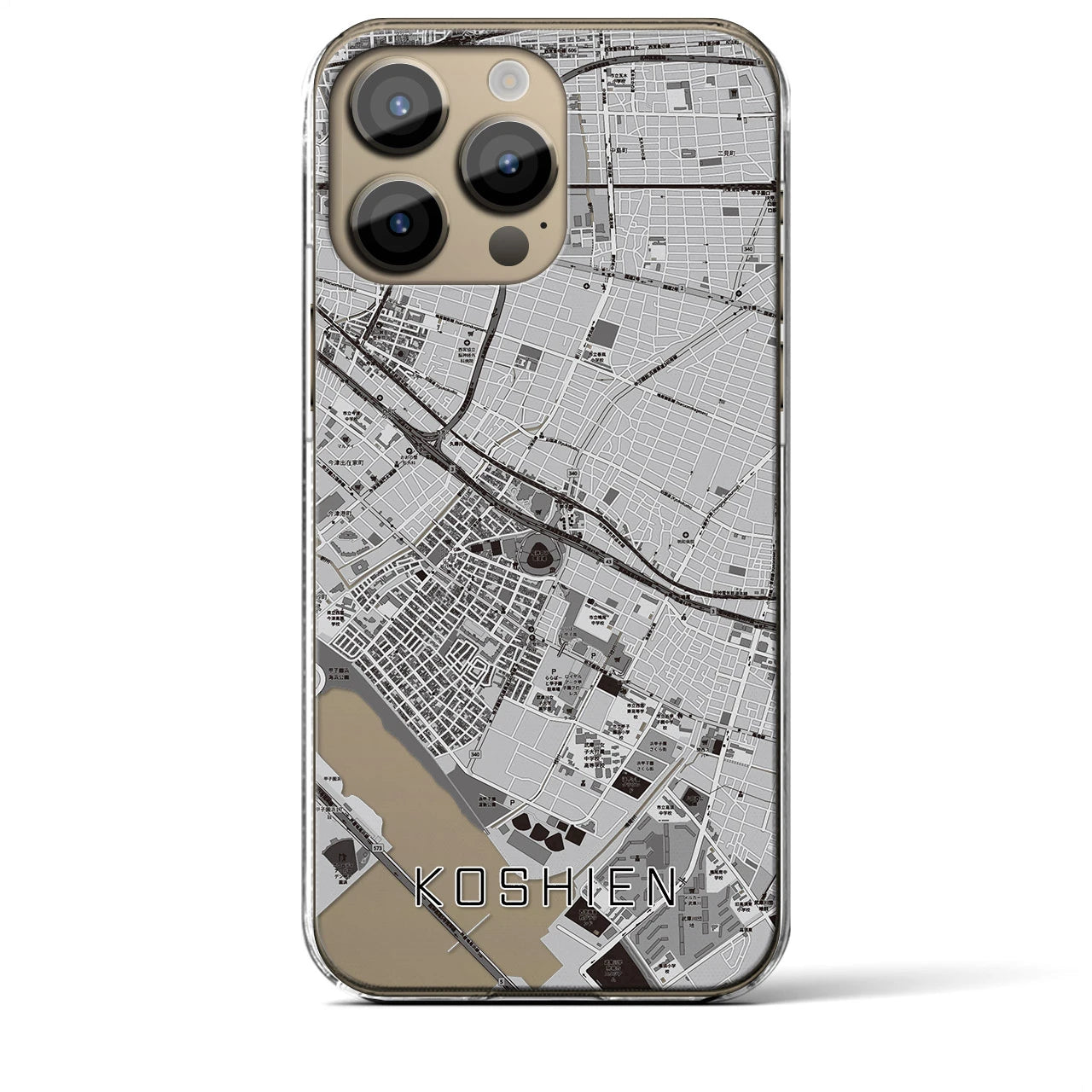 【甲子園(兵庫県)】地図柄iPhoneケース(クリアタイプ)