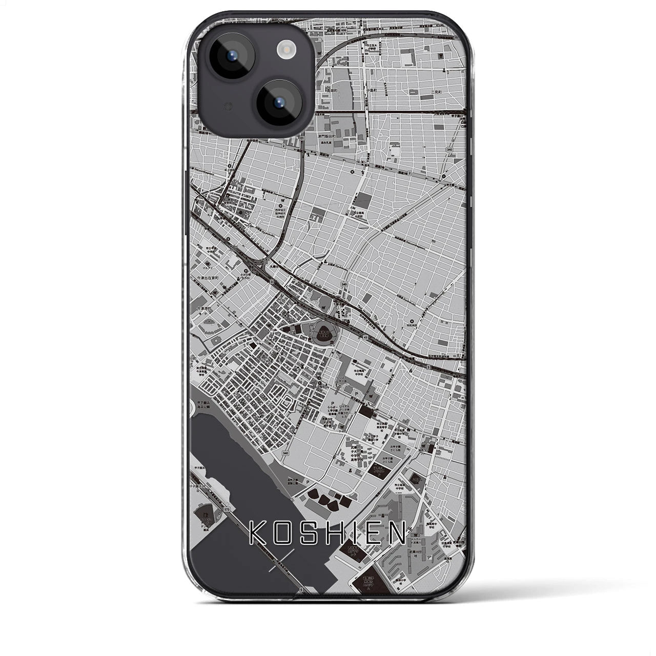 【甲子園(兵庫県)】地図柄iPhoneケース(クリアタイプ)