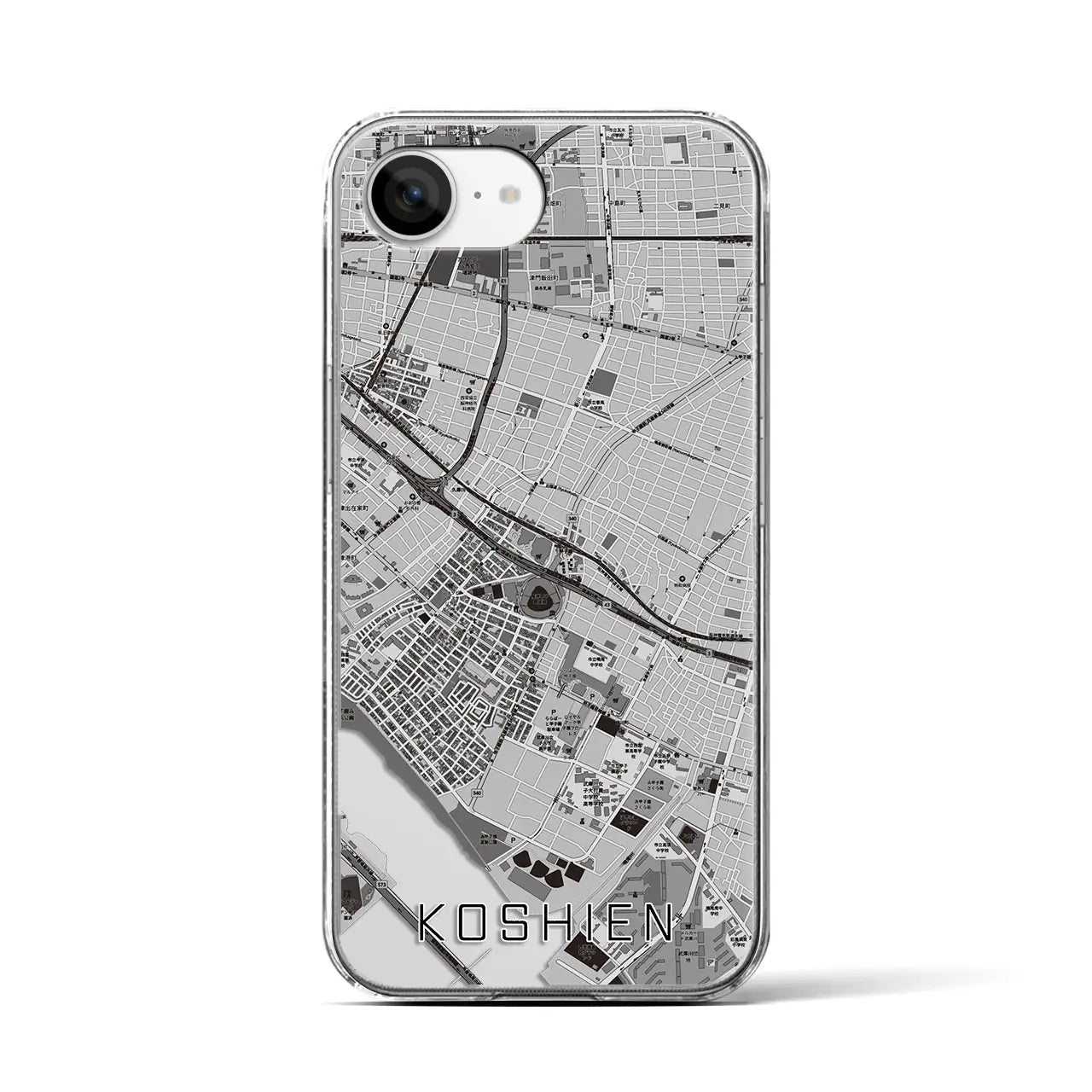 【甲子園(兵庫県)】地図柄iPhoneケース(クリアタイプ)