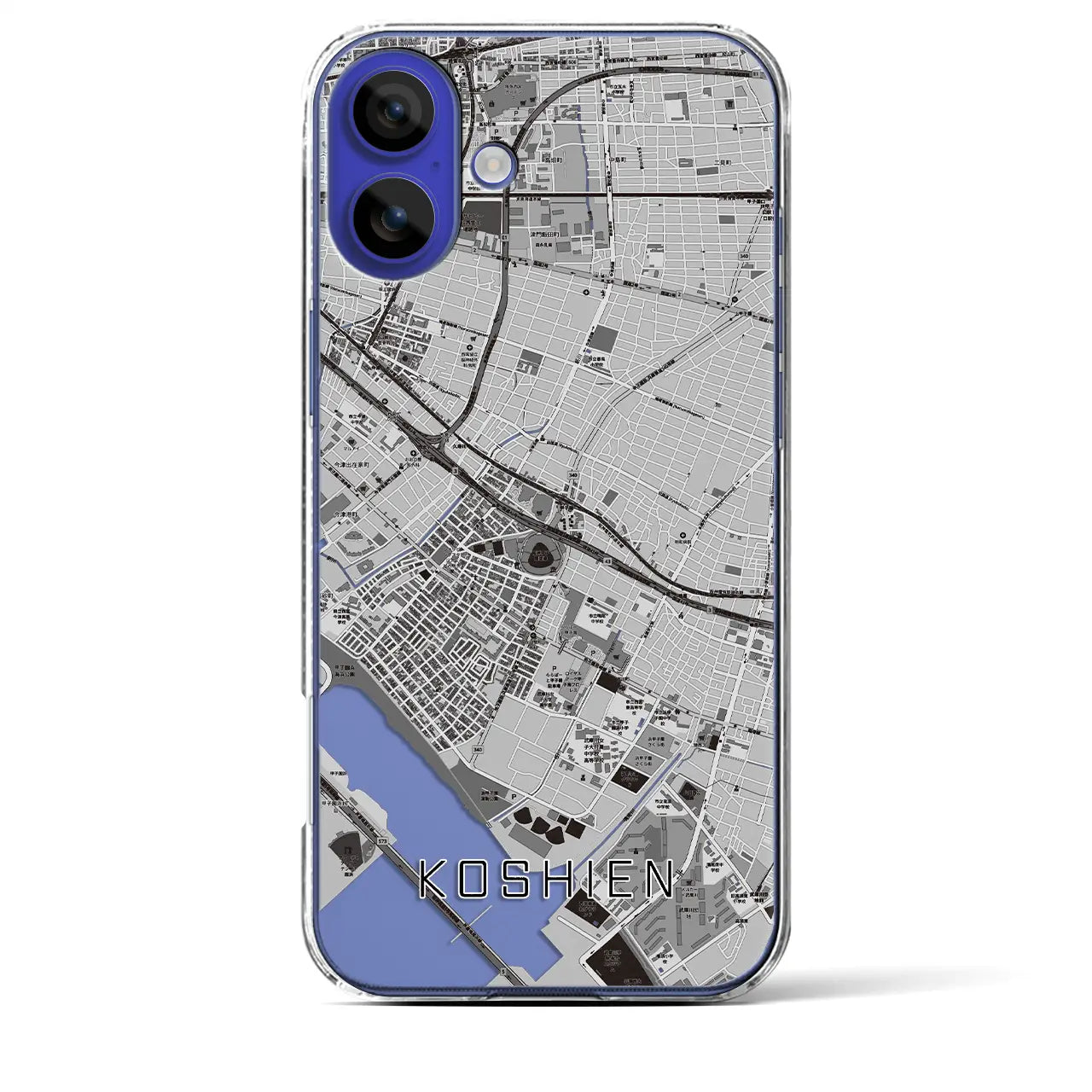 【甲子園(兵庫県)】地図柄iPhoneケース(クリアタイプ)