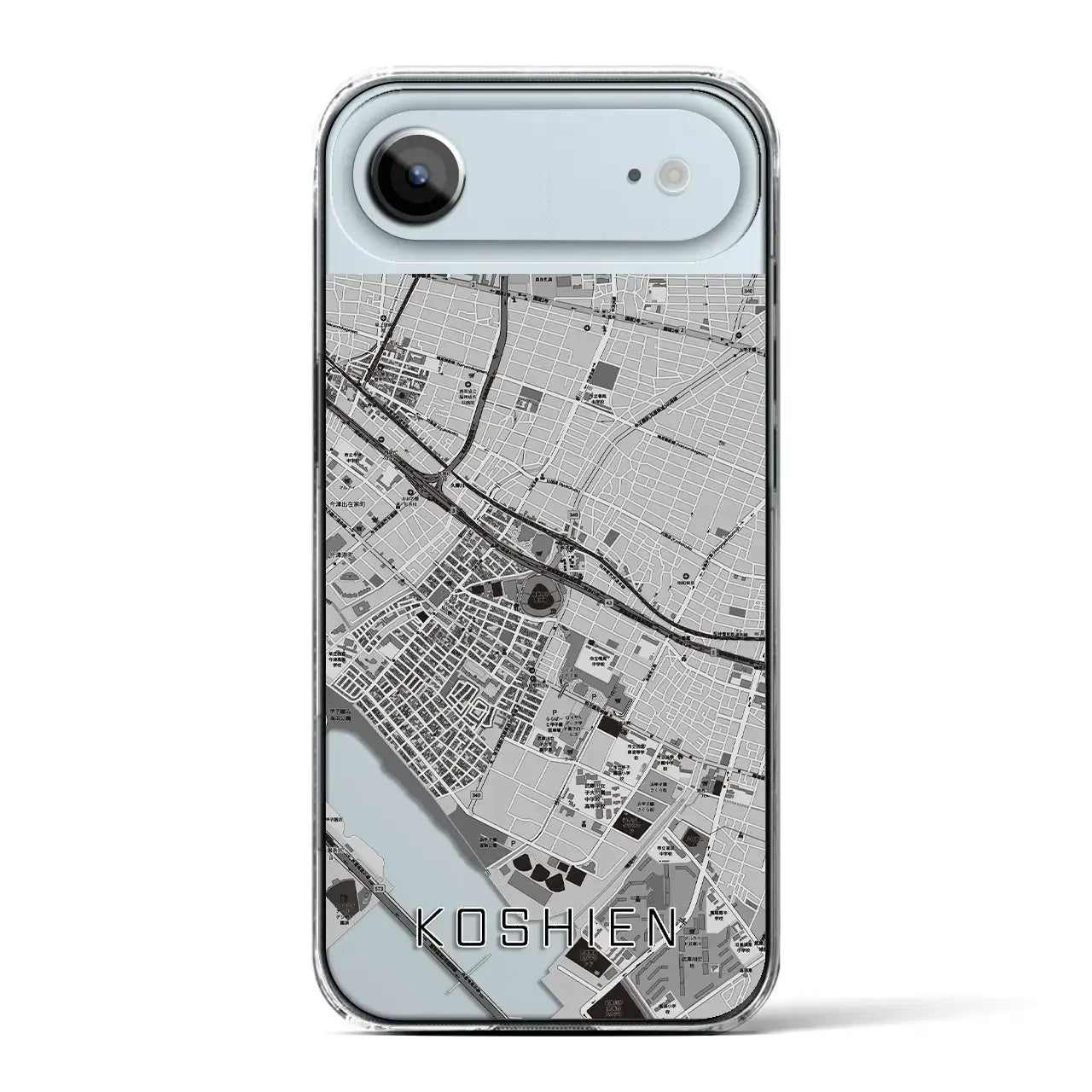 【甲子園(兵庫県)】地図柄iPhoneケース(クリアタイプ)