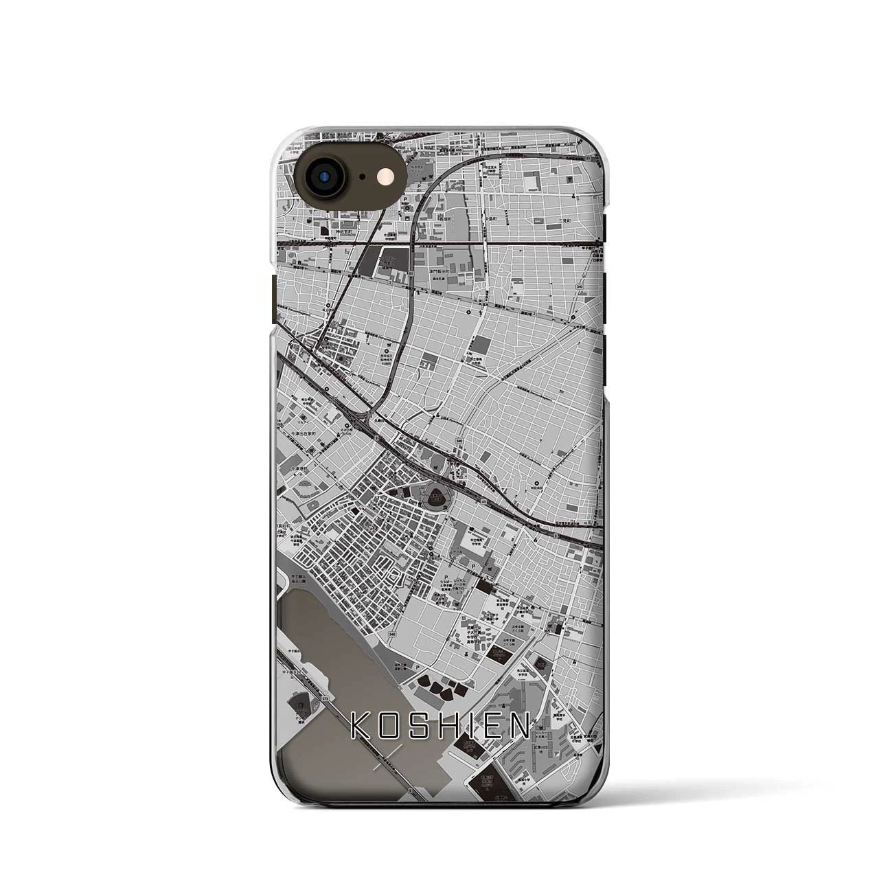 【甲子園(兵庫県)】地図柄iPhoneケース(クリアタイプ)