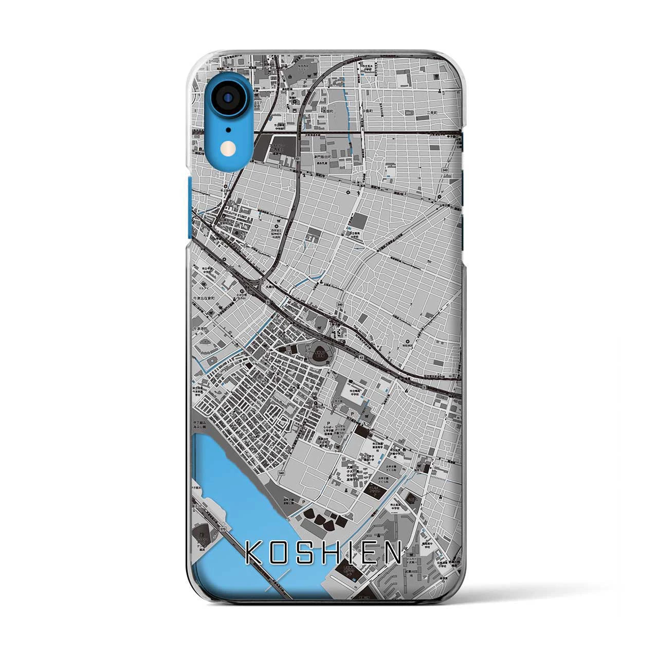 【甲子園(兵庫県)】地図柄iPhoneケース(クリアタイプ)