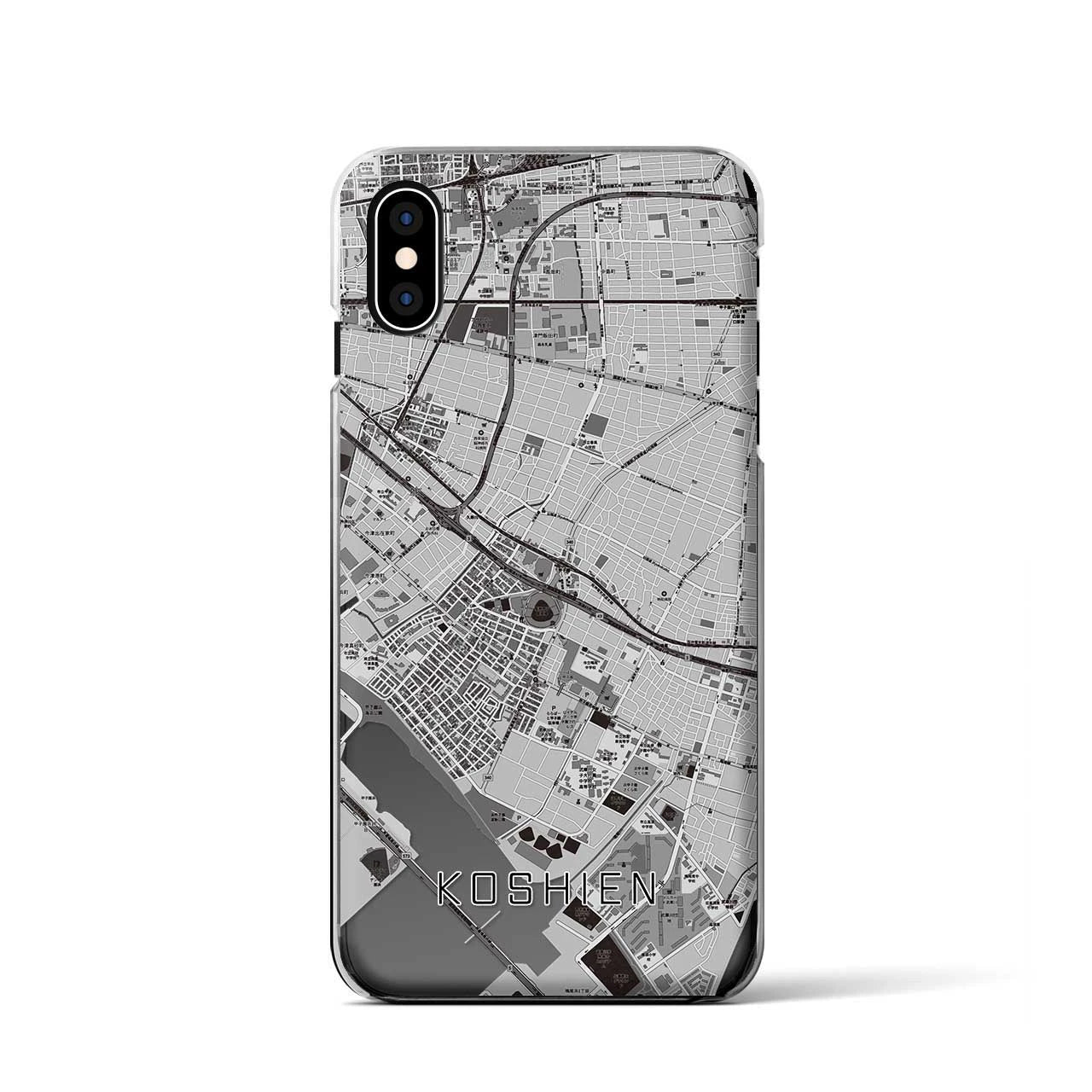 【甲子園(兵庫県)】地図柄iPhoneケース(クリアタイプ)