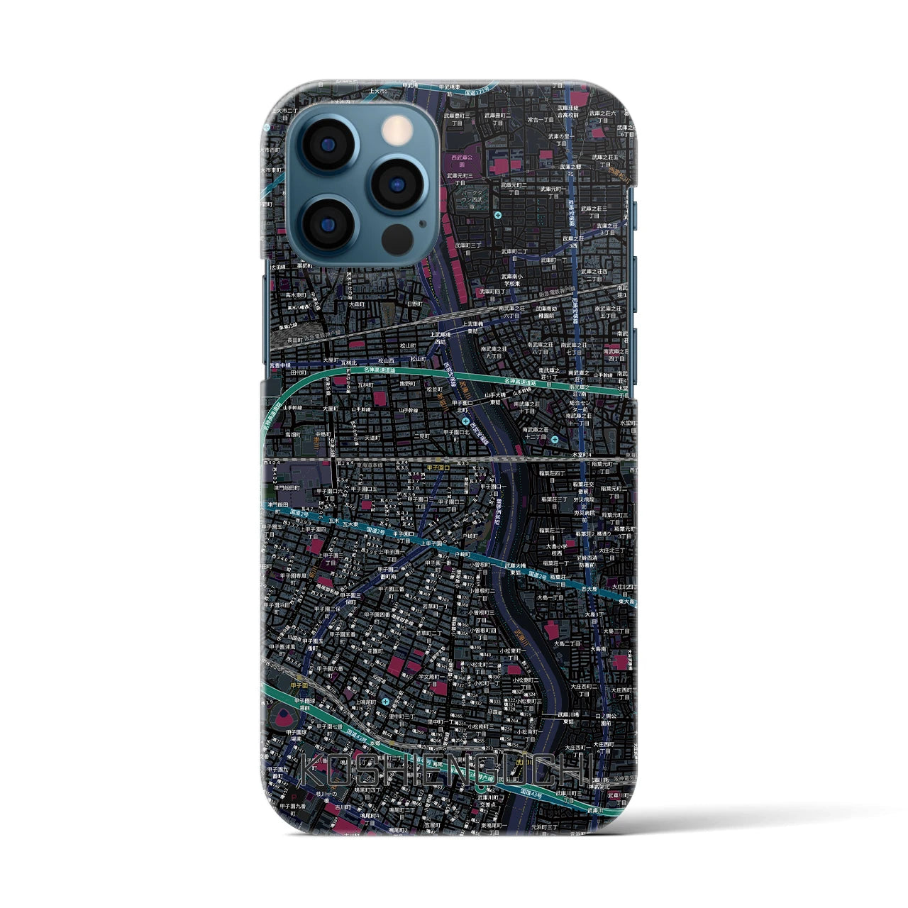 【甲子園口(兵庫県)】地図柄iPhoneケース(バックカバータイプ)