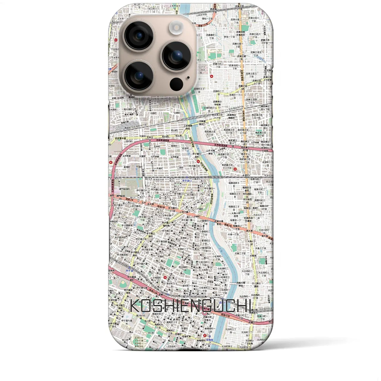 【甲子園口(兵庫県)】地図柄iPhoneケース(バックカバータイプ)