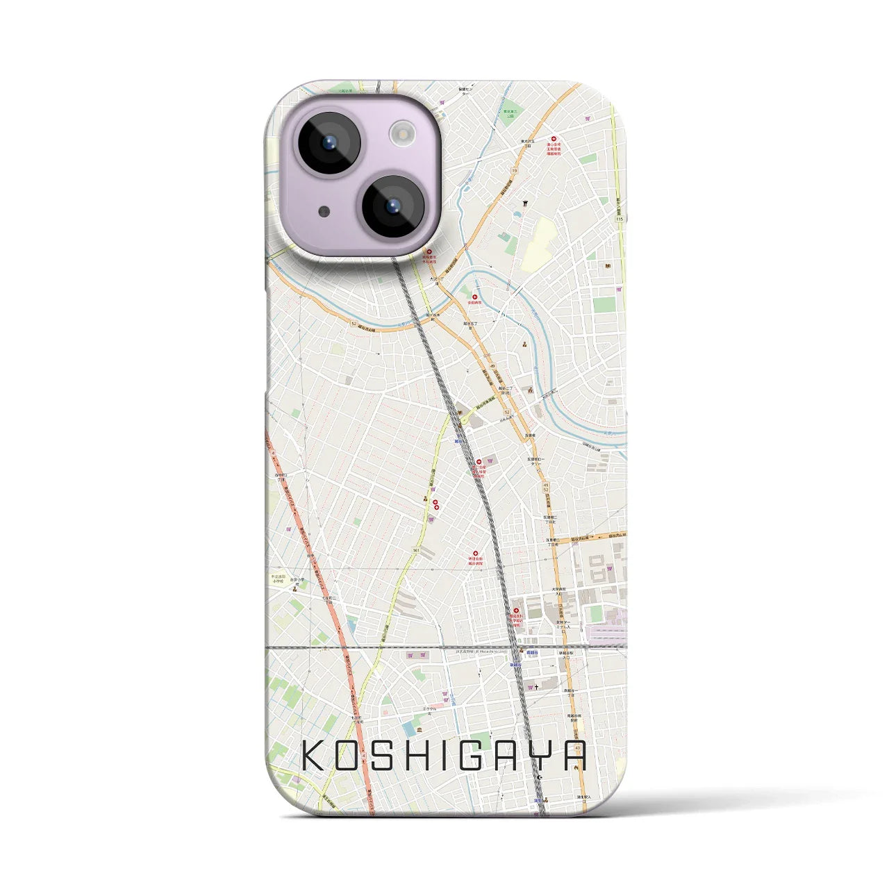 【越谷(埼玉県)】地図柄iPhoneケース(バックカバータイプ)