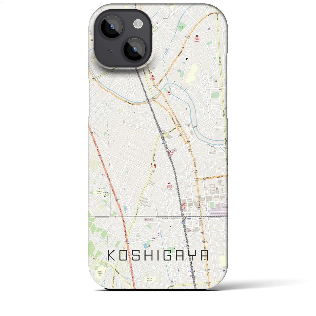 【越谷(埼玉県)】地図柄iPhoneケース(バックカバータイプ)