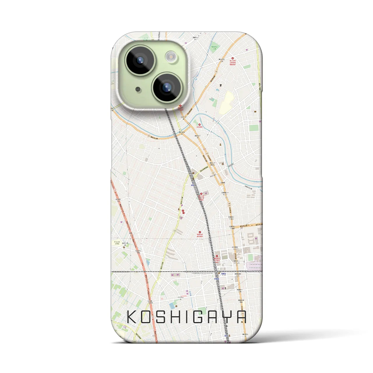 【越谷(埼玉県)】地図柄iPhoneケース(バックカバータイプ)