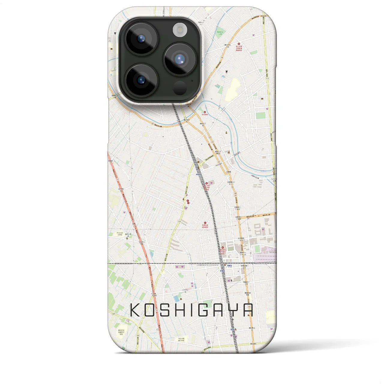 【越谷(埼玉県)】地図柄iPhoneケース(バックカバータイプ)