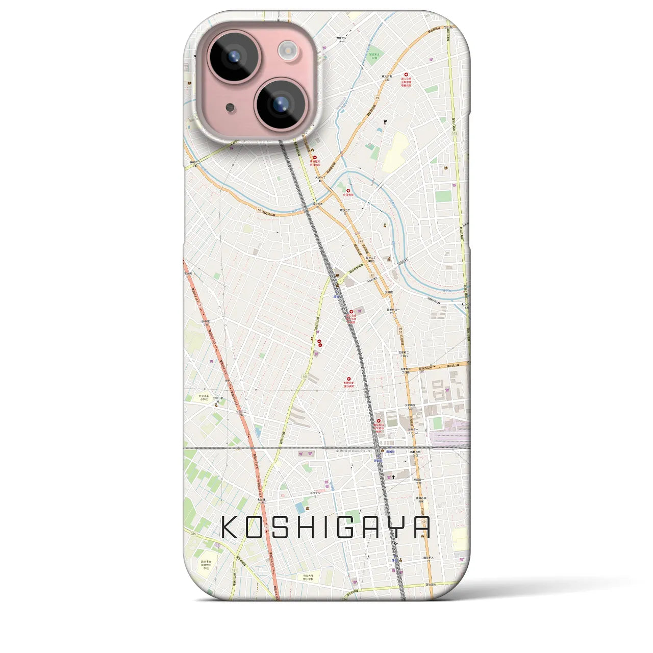 【越谷(埼玉県)】地図柄iPhoneケース(バックカバータイプ)