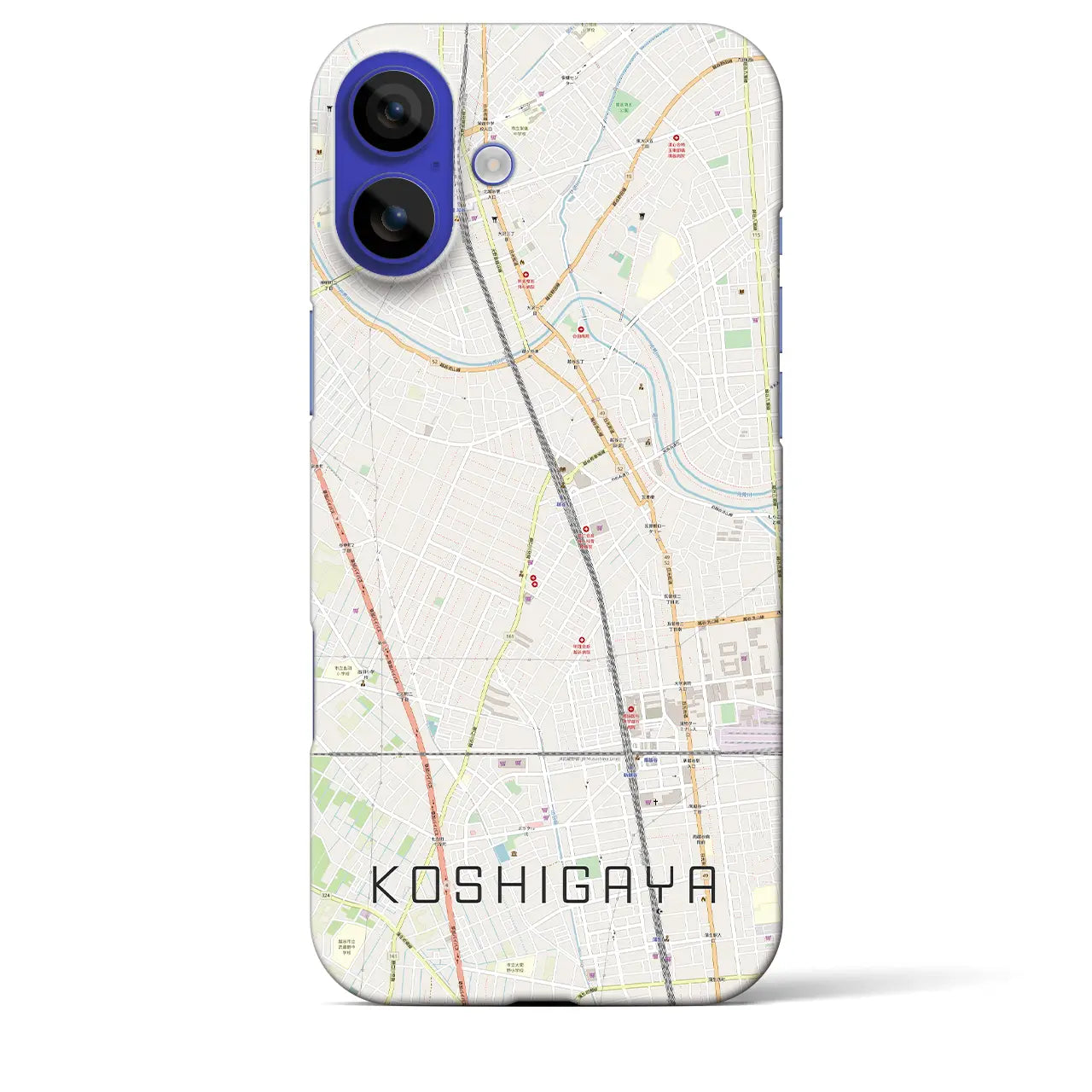 【越谷(埼玉県)】地図柄iPhoneケース(バックカバータイプ)ナチュラル・iPhone 16 Pro Max 用