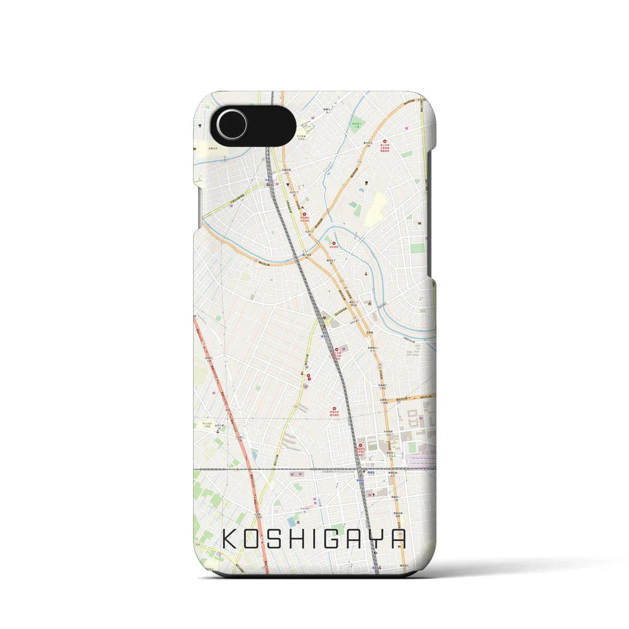 【越谷(埼玉県)】地図柄iPhoneケース(バックカバータイプ)