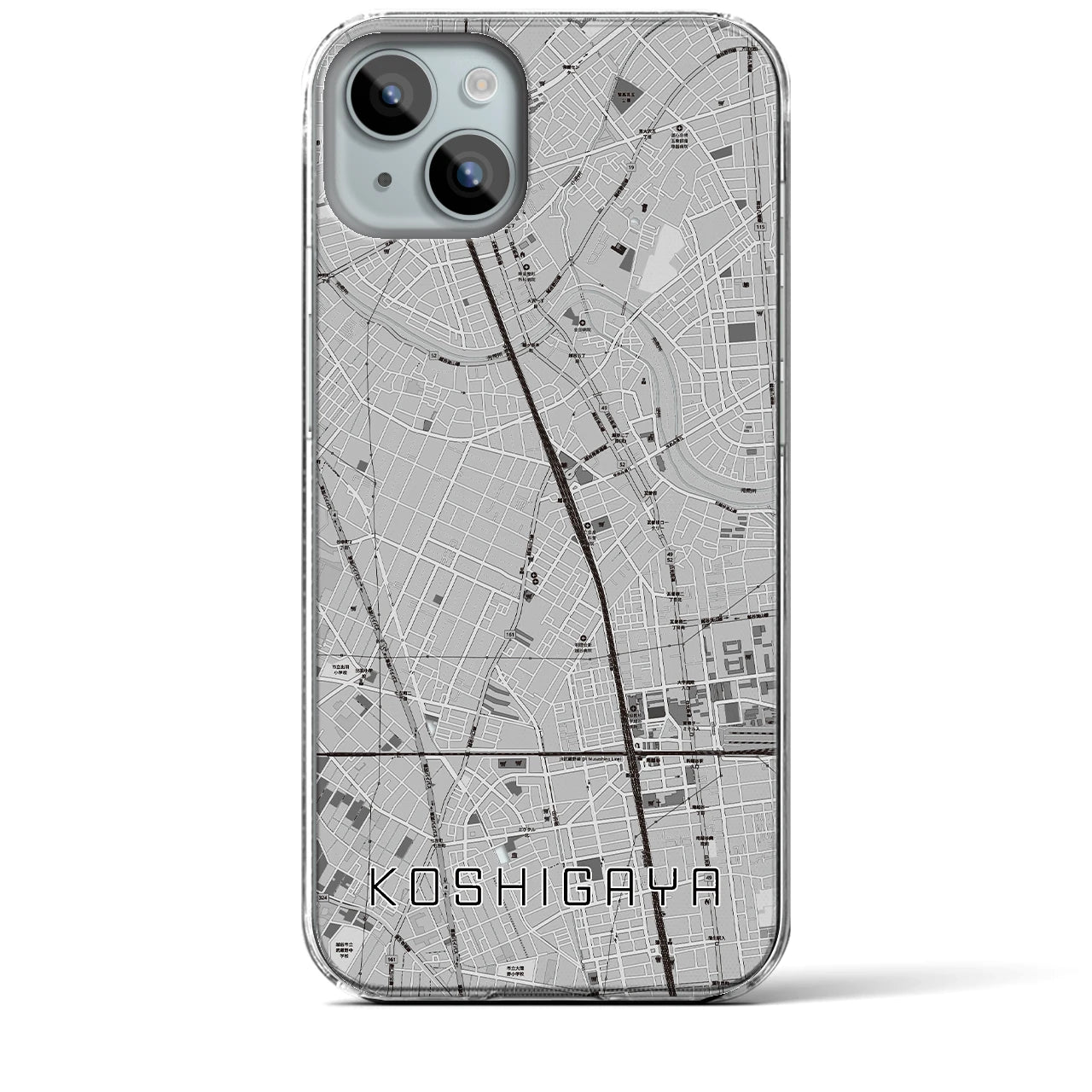 【越谷(埼玉県)】地図柄iPhoneケース(クリアタイプ)