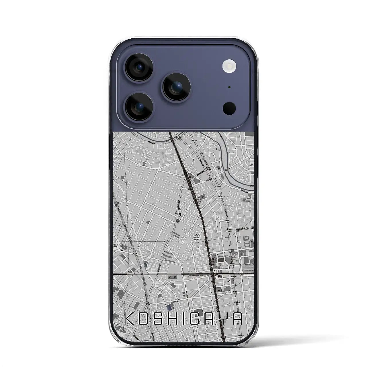 【越谷(埼玉県)】地図柄iPhoneケース(クリアタイプ)モノトーン・iPhone 17 Pro Max 用