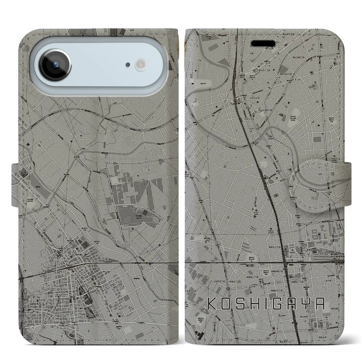 【越谷(埼玉県)】地図柄iPhoneケース(手帳タイプ)