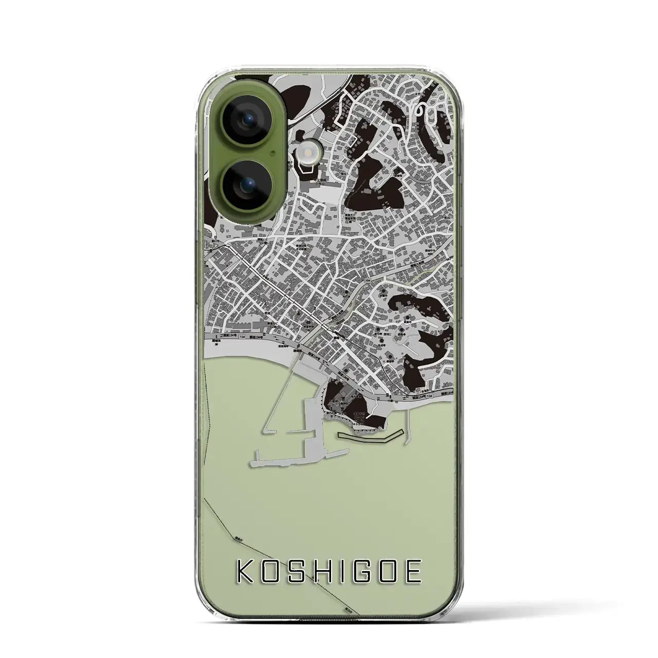 【腰越(神奈川県)】地図柄iPhoneケース(クリアタイプ)モノトーン・iPhone 17 Pro Max 用