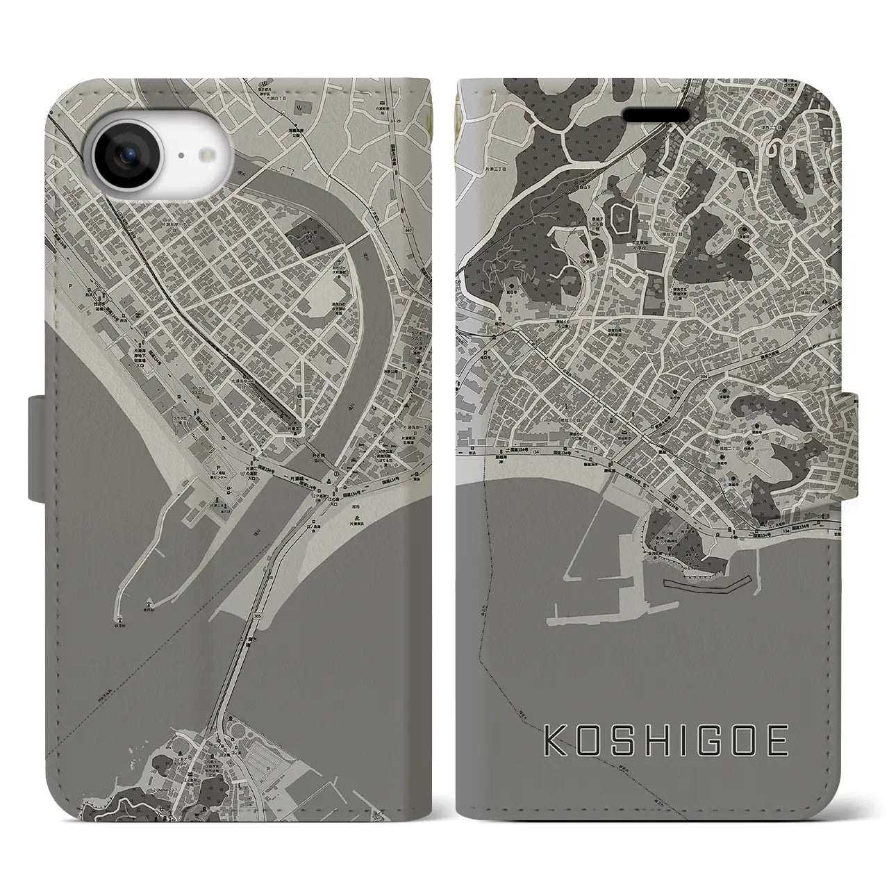 【腰越(神奈川県)】地図柄iPhoneケース(手帳タイプ)