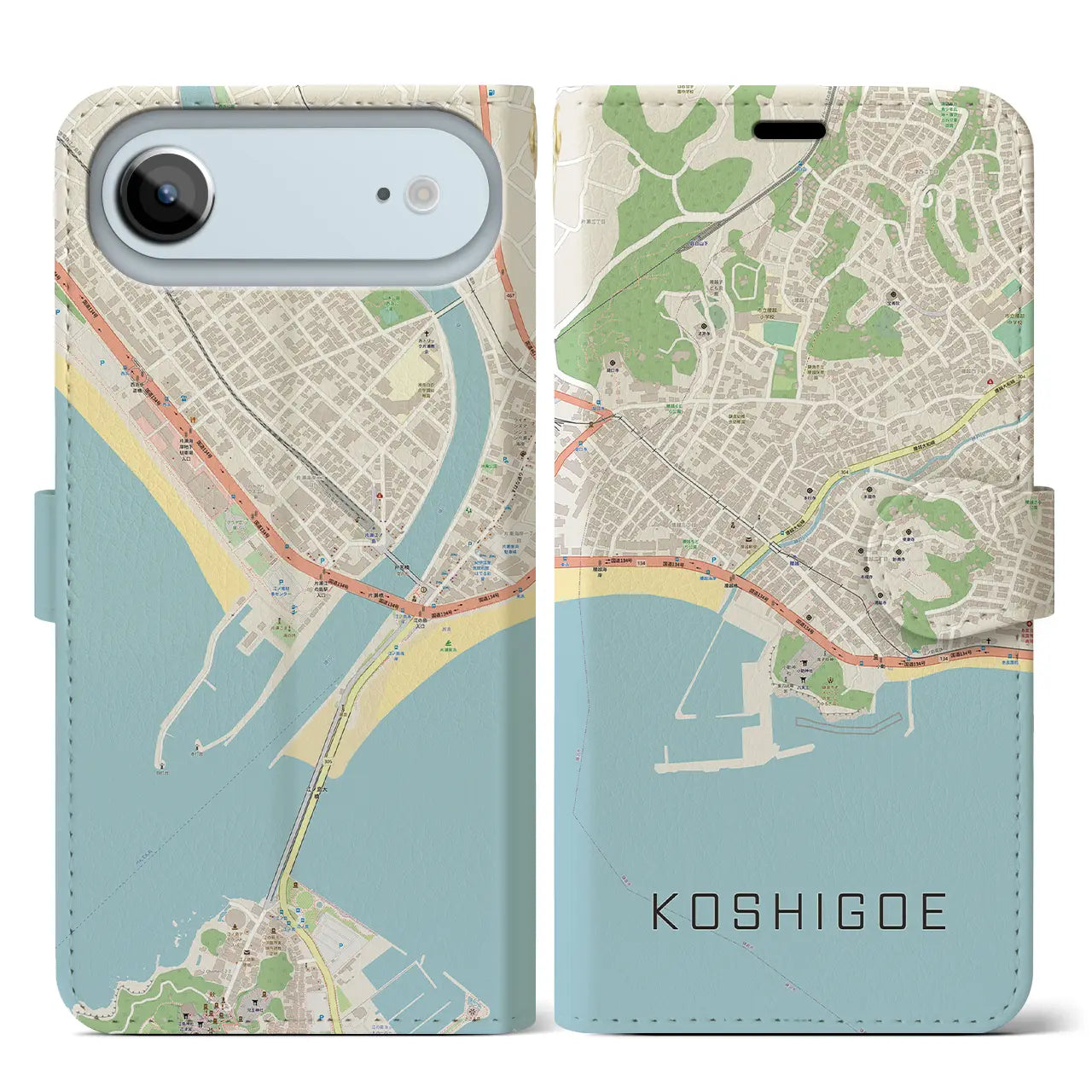 【腰越(神奈川県)】地図柄iPhoneケース(手帳タイプ)