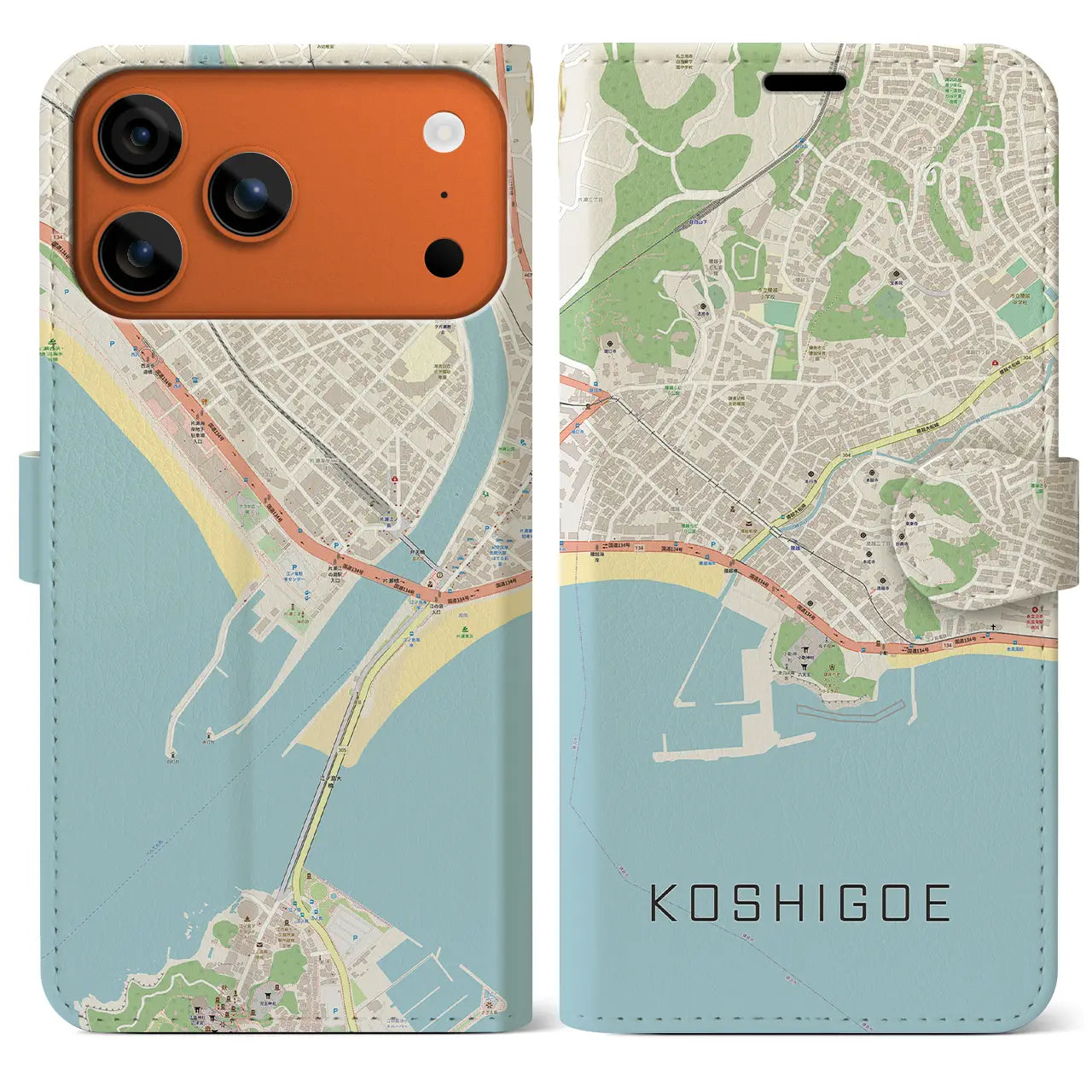 レトロ地図柄ケース　サイズ: 約縦横40cm x高さ 30cm 腰越（神奈川県）】地図柄iPhoneケース（手帳タイプ） – クロスフィールド