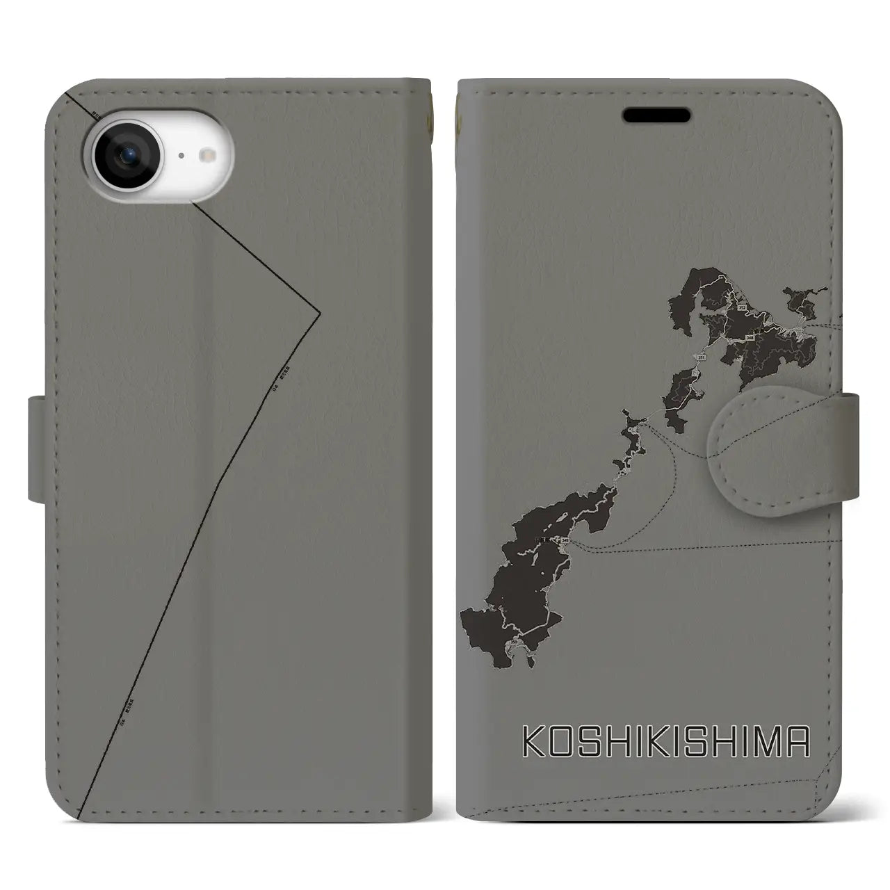 【甑島(鹿児島県)】地図柄iPhoneケース(手帳タイプ)