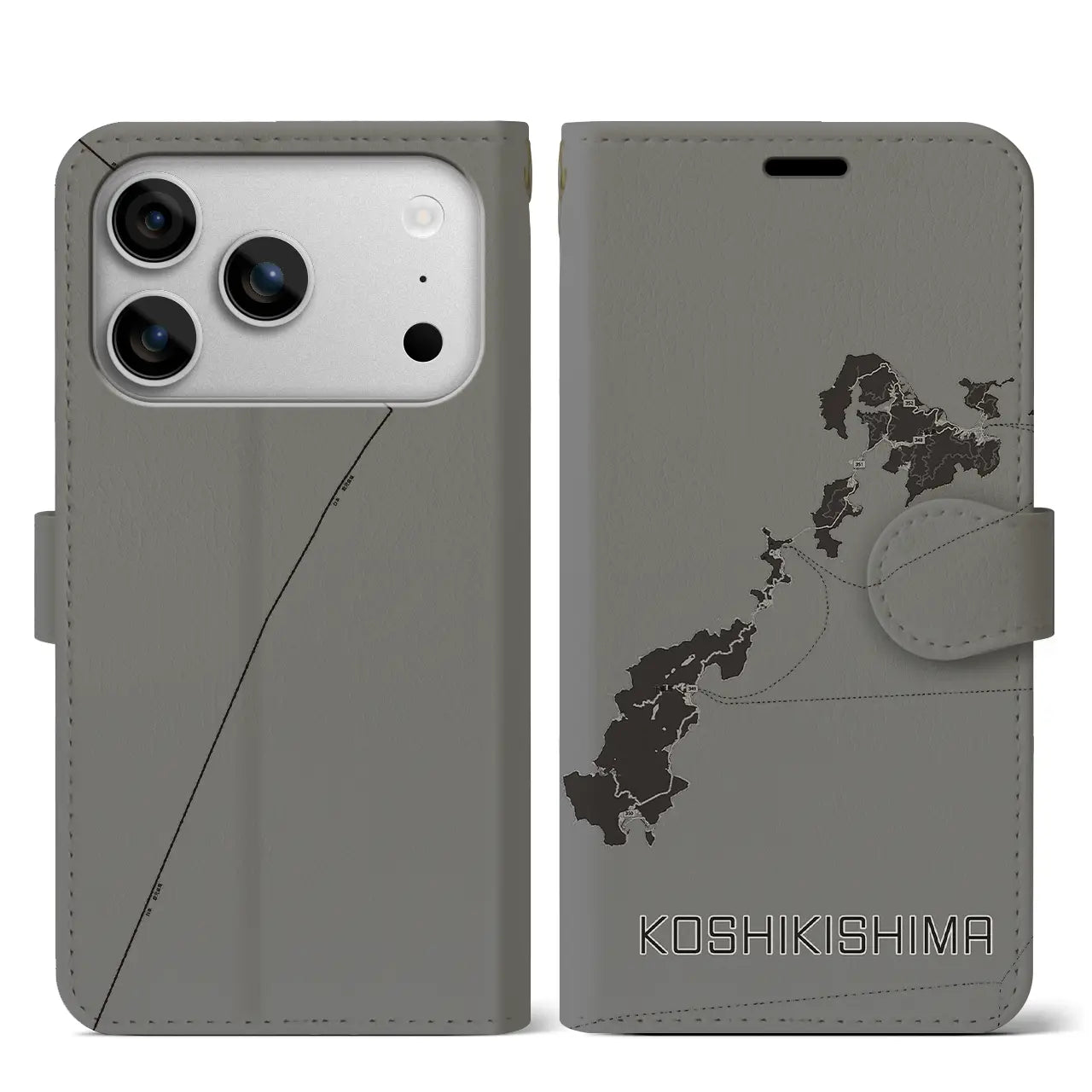 【甑島(鹿児島県)】地図柄iPhoneケース(手帳タイプ)