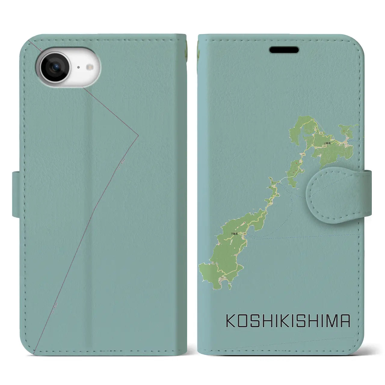 【甑島(鹿児島県)】地図柄iPhoneケース(手帳タイプ)